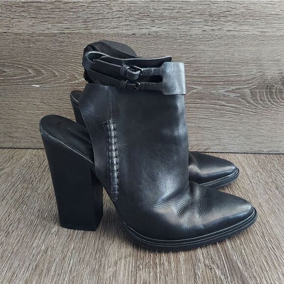 Alexander Wang Dasha Leather Ankle Boots - Black - 37.5 - Picture 1 of 15